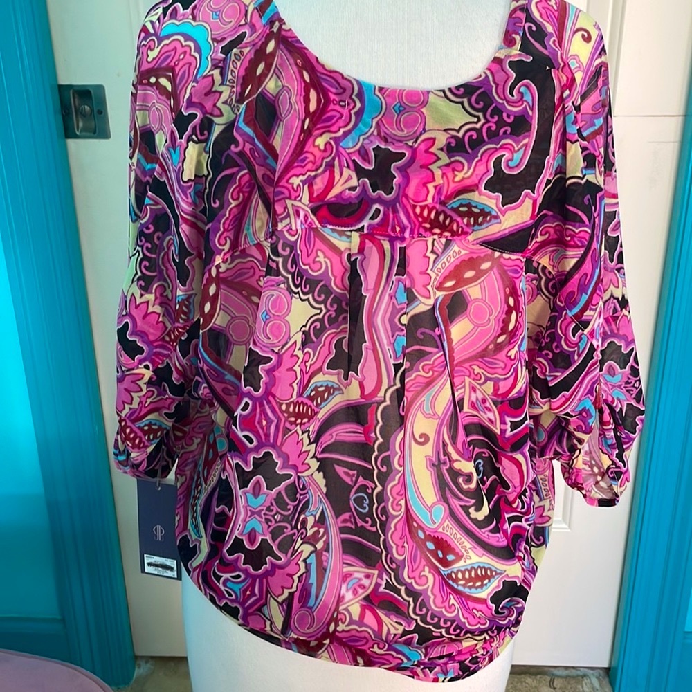 Jennifer Lopez sheer multicolored top